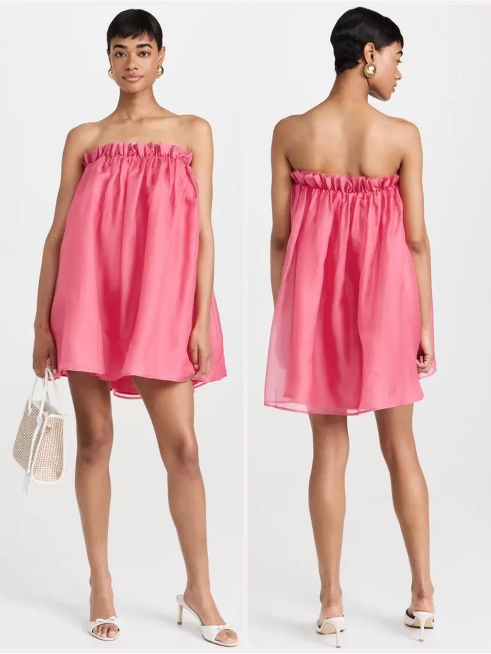 Caroline Constas Martina Silk Strapless Babydoll Ruffle Mini Dress NWT $395